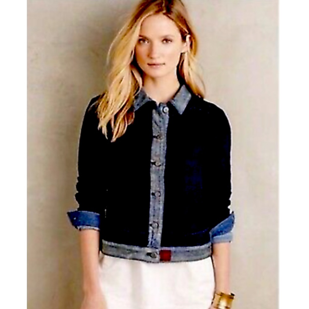 ANTHRO pilcro + letterpress waffle denim jacket